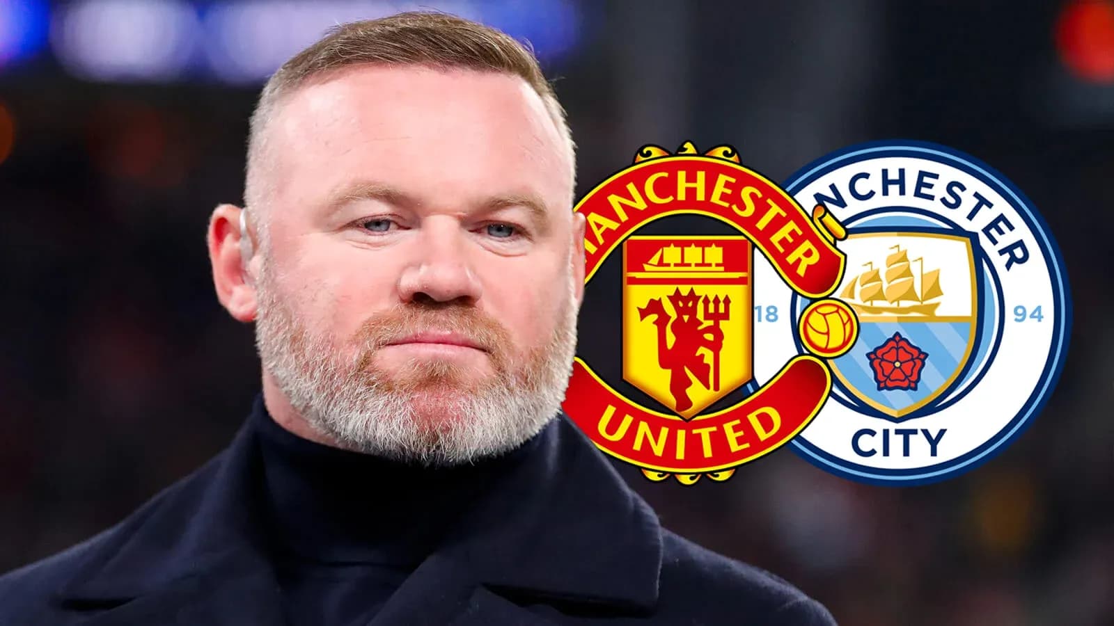 Logos de Manchester United y Manchester City con fondo difuminado