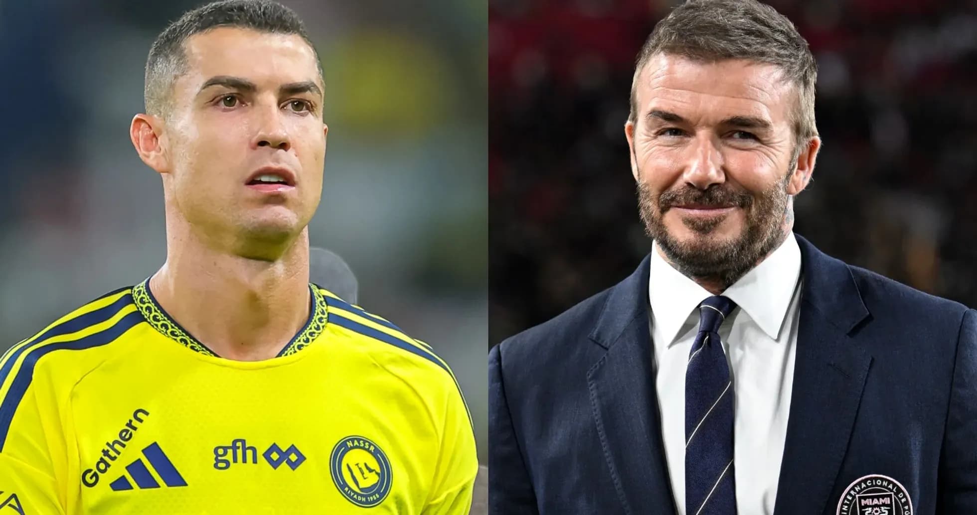 Cristiano Ronaldo y David Beckham en retratos separados