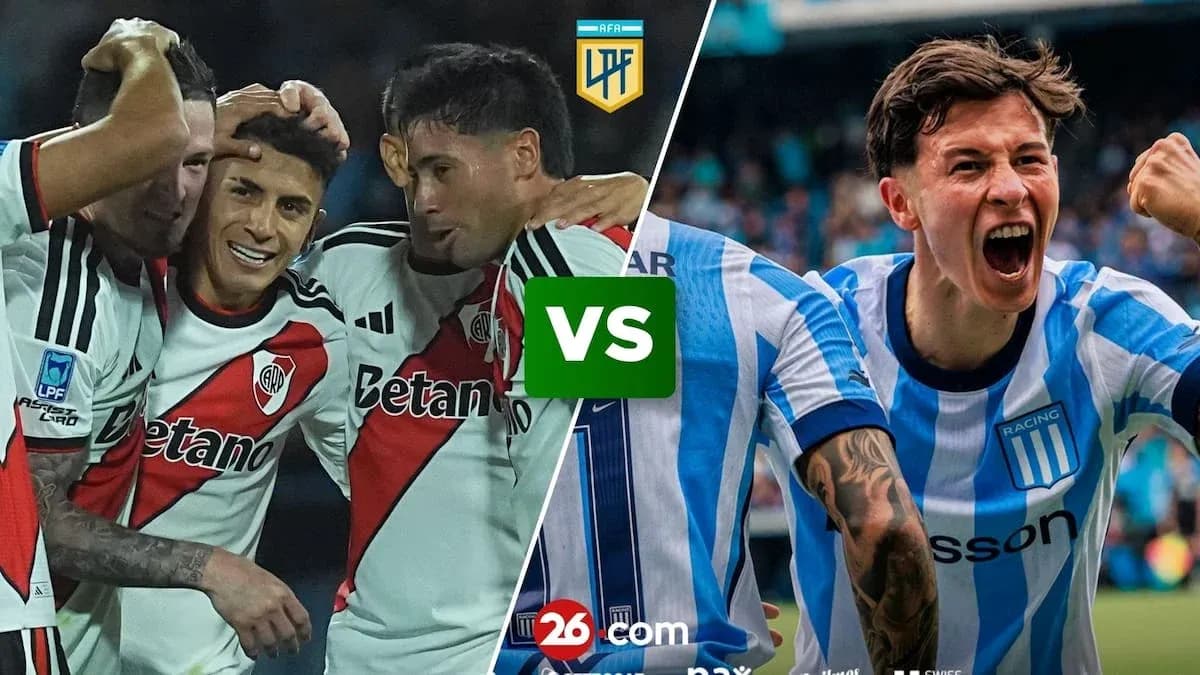 Jugadores de River Plate y Racing Club celebrando
