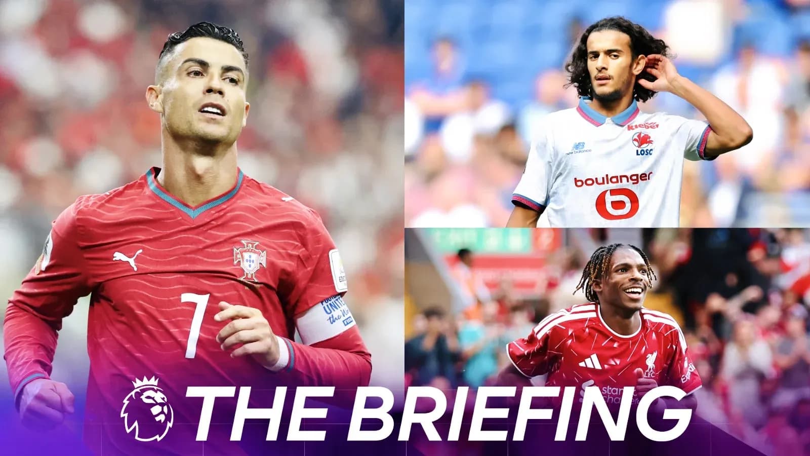 Cristiano Ronaldo and two players during match highlights