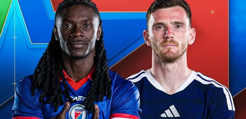 Jugadores de Haití y Escocia en la Copa del Mundo