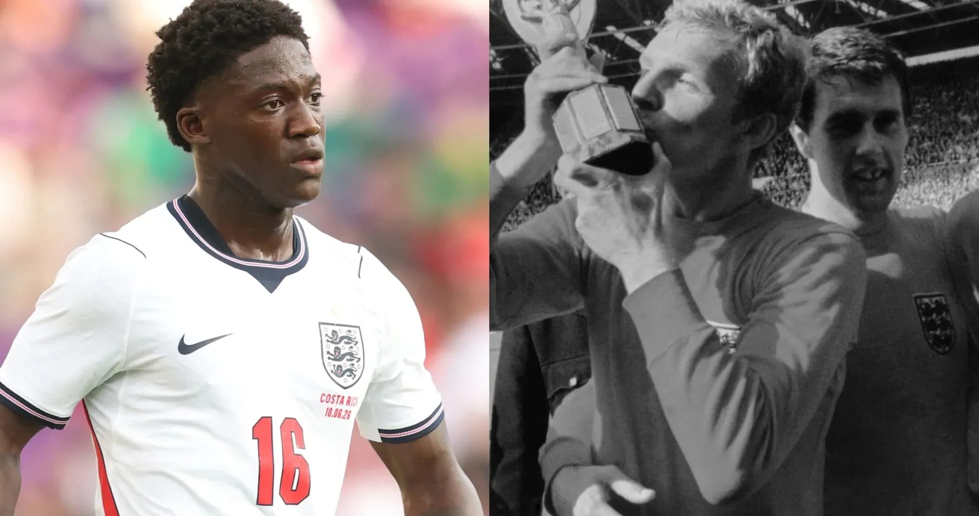 Jugador de Inglaterra y celebración de un trofeo