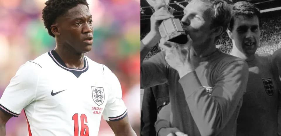 Jugador de Inglaterra y celebración de un trofeo