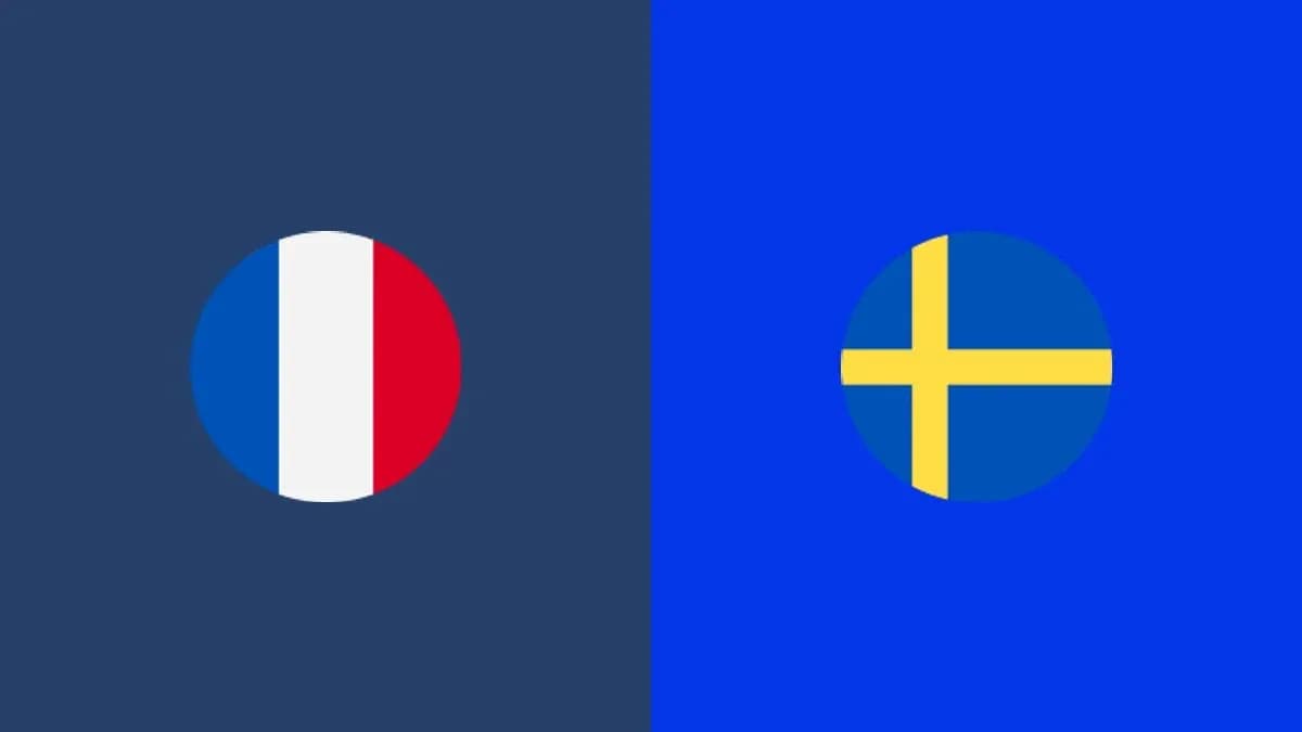 Banderas de Francia y Suecia en fondo azul