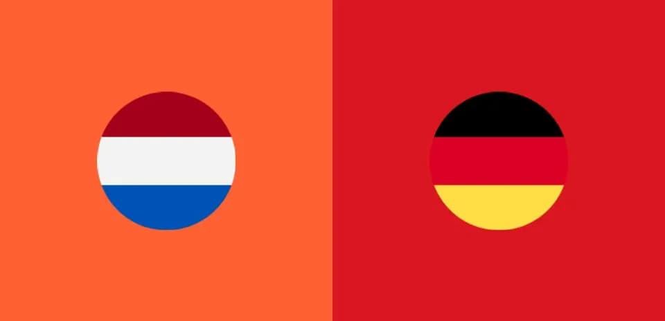 Banderas de Países Bajos y Alemania en círculos