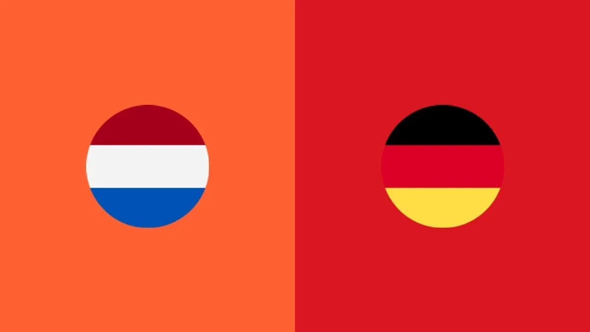 Banderas de Países Bajos y Alemania en círculos