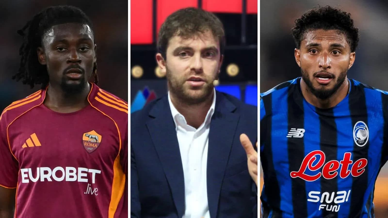 Tres personas en un panel deportivo de fútbol
