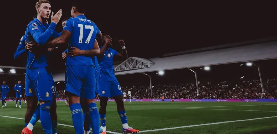Jugadores de Chelsea celebrando un gol en Fulham