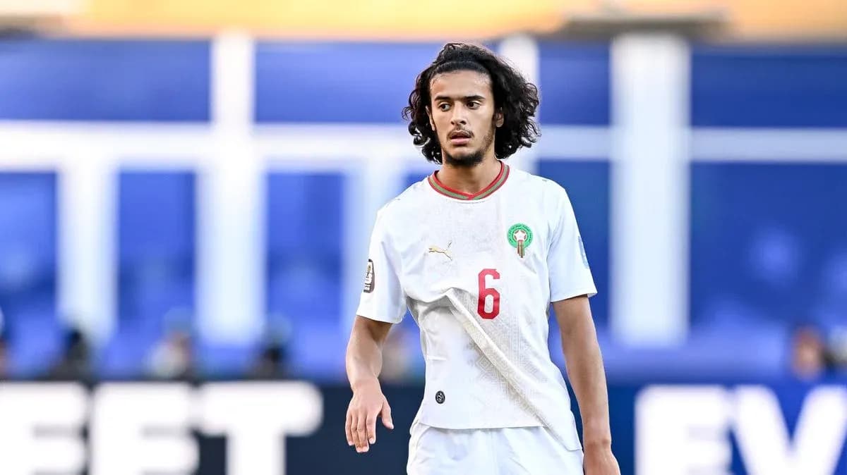 Jugador de Marruecos en acción durante el partido