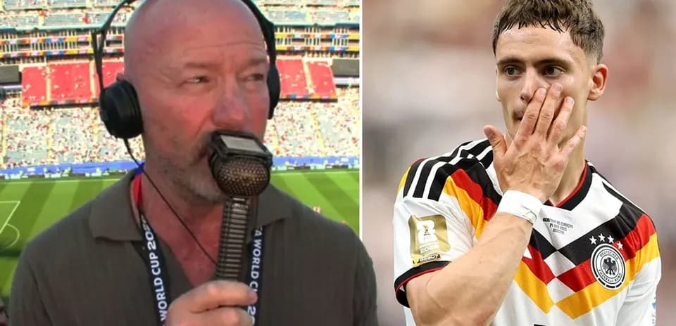 Locutor hablando en estadio y jugador de Alemania