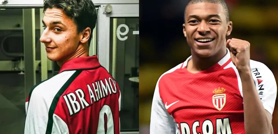 Zlatan Ibrahimović y Kylian Mbappé en camisetas de clubes