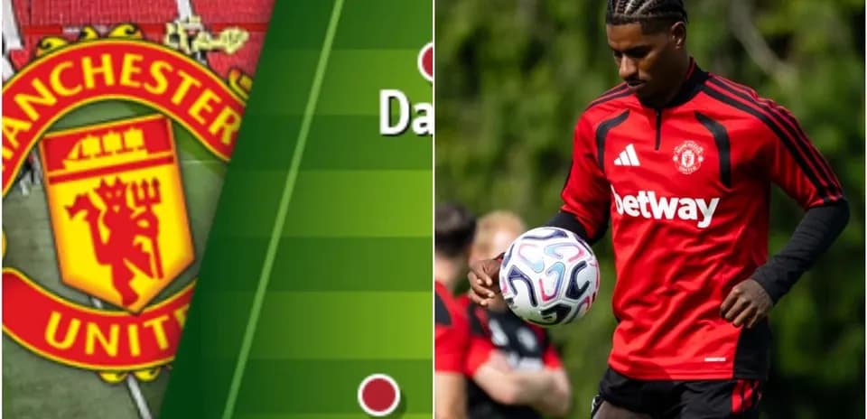 Marcus Rashford entrenando con balón en Manchester United