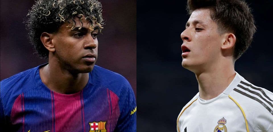 Jugadores de Barcelona y Real Madrid en primer plano
