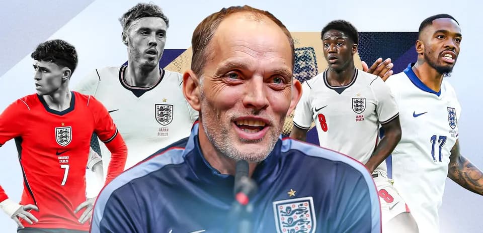 Entrenador y jugadores de Inglaterra en fondo gráfico