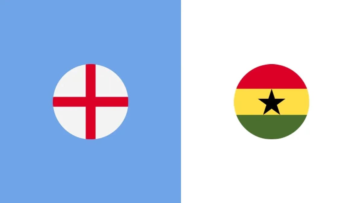 Banderas de Inglaterra y Ghana en fondo blanco y azul