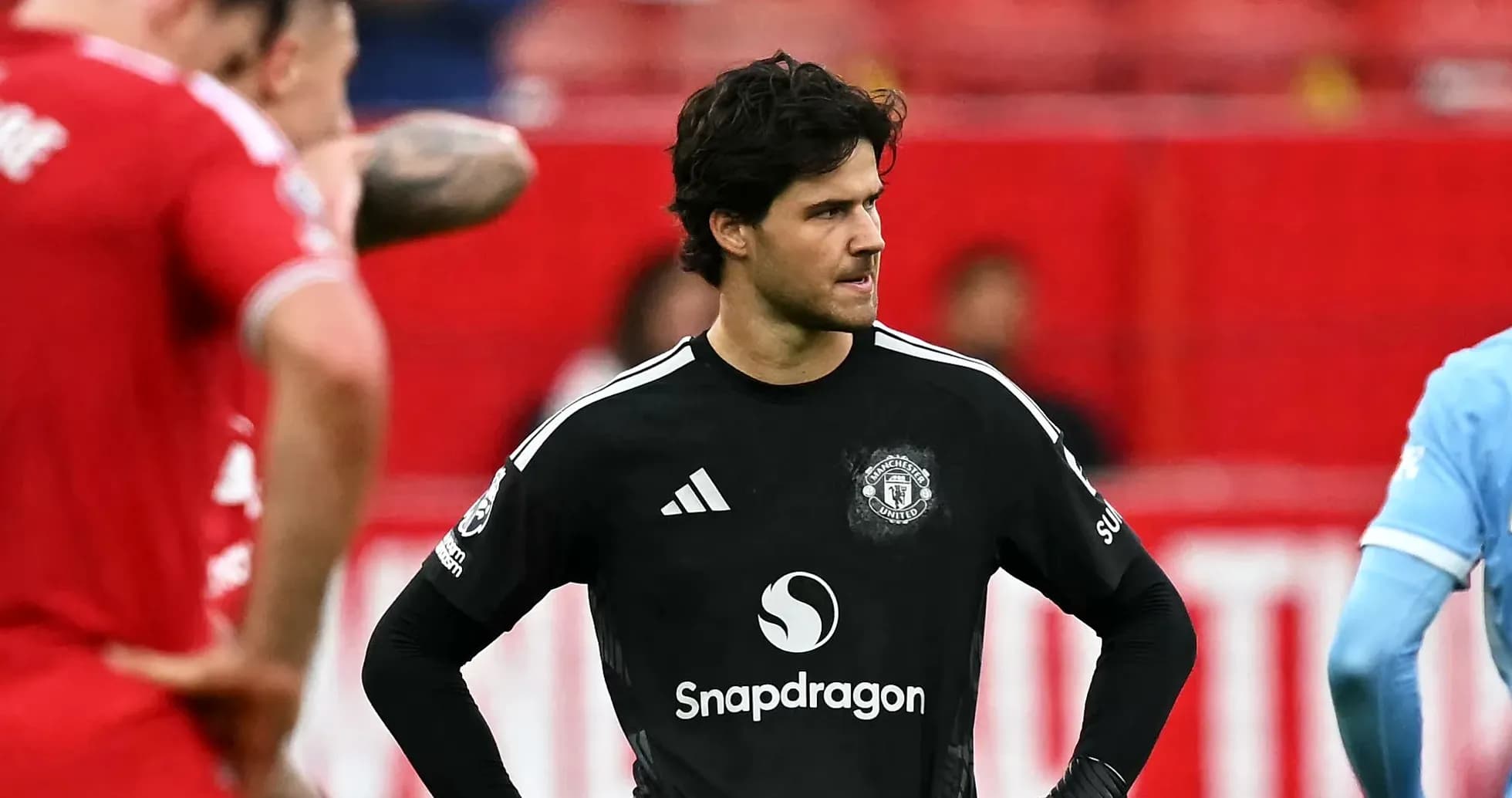 Portero de Manchester United en el campo durante el partido