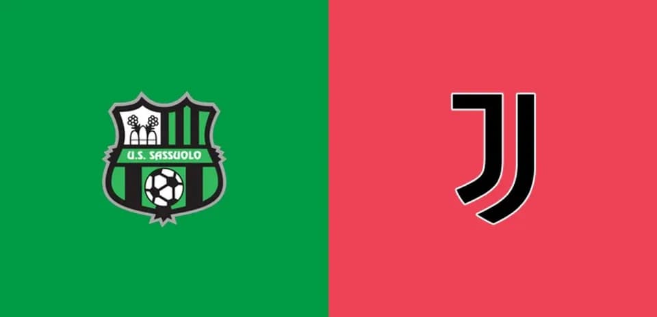 Escudos de U.S. Sassuolo y Juventus en fondo colorido