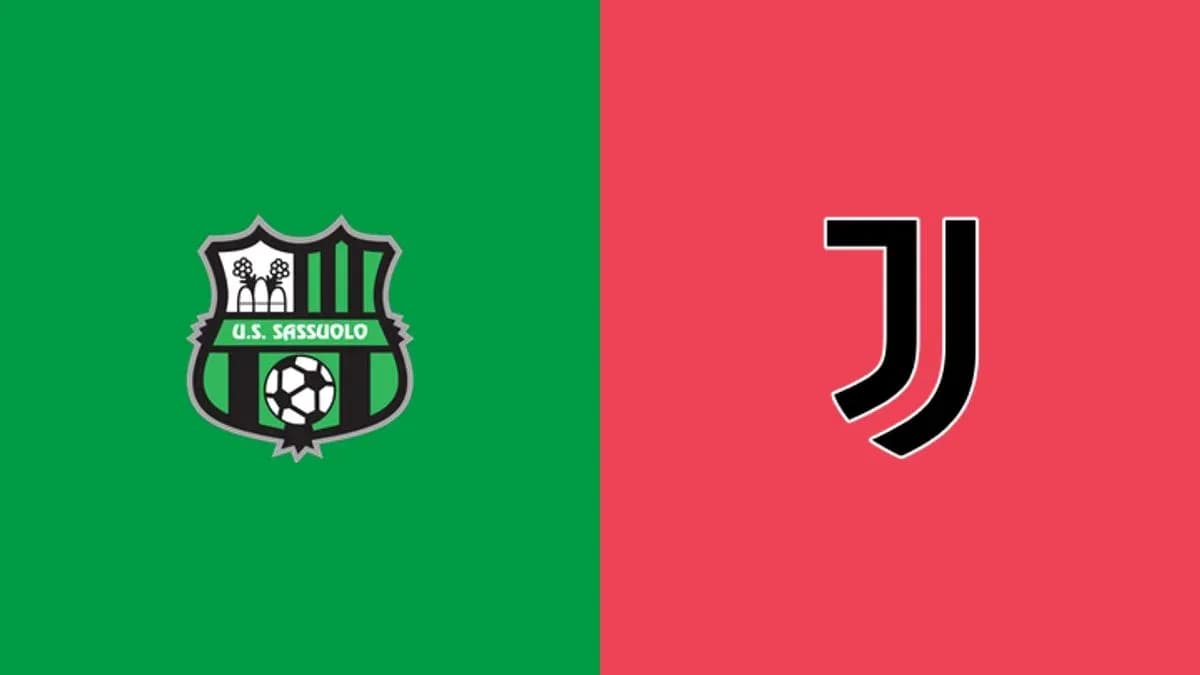 Escudos de U.S. Sassuolo y Juventus en fondo colorido