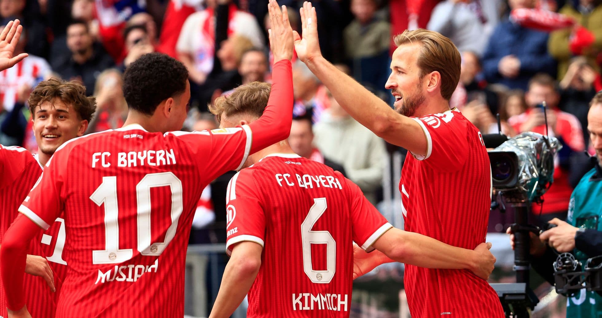 Jugadores de Bayern celebrando un gol en el estadio