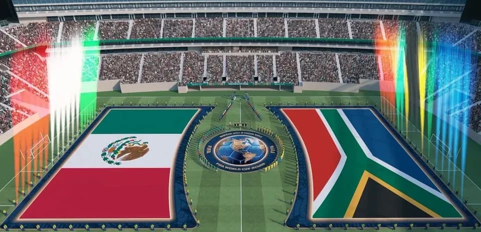 Banderas de México y Sudáfrica en el Mundial