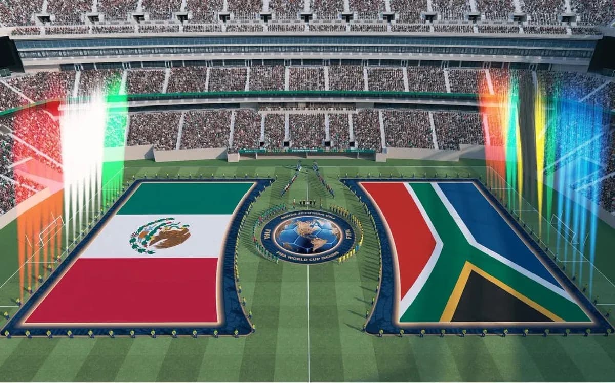 Banderas de México y Sudáfrica en el Mundial