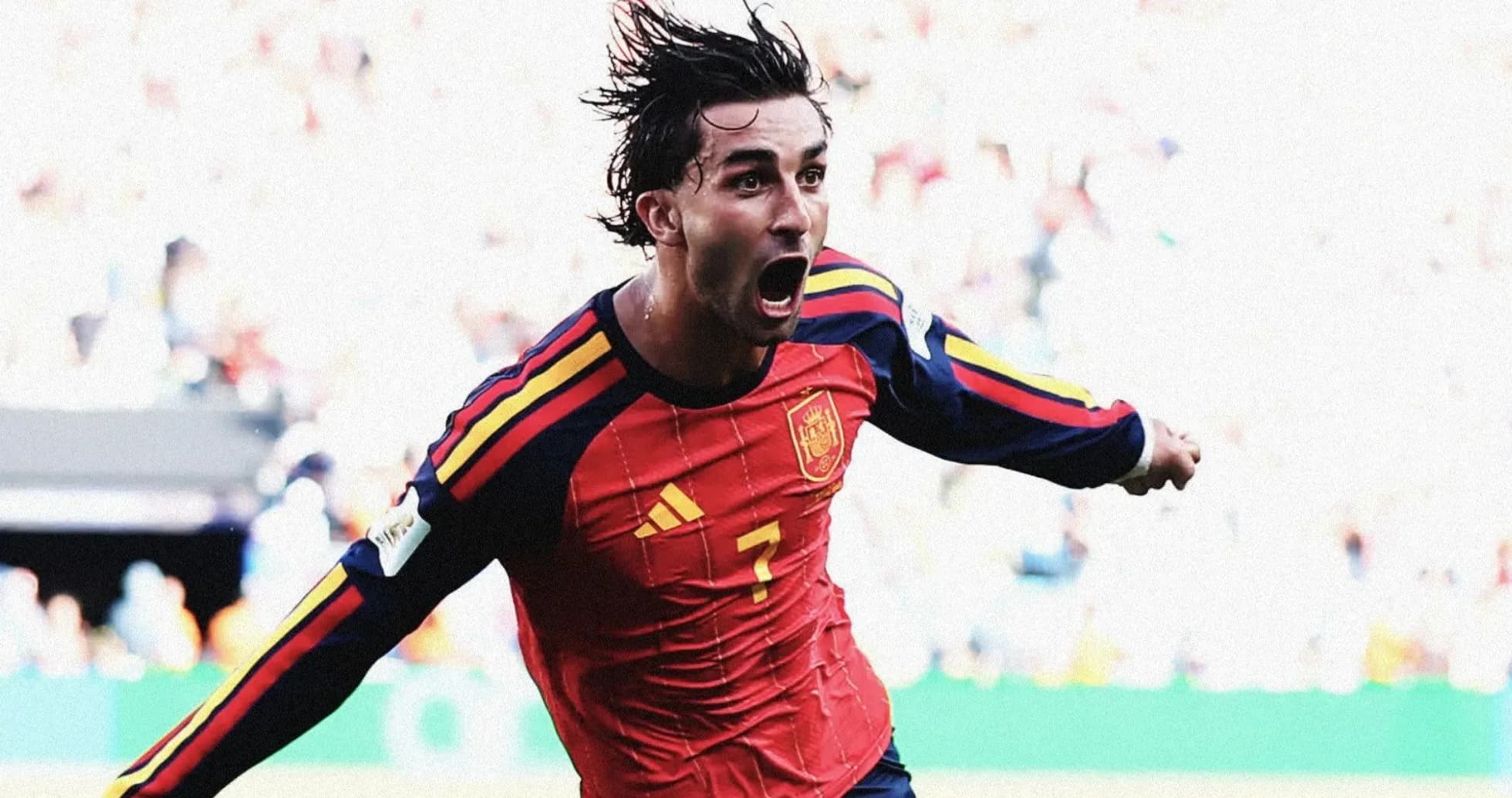 Jugador de España celebrando un gol en el partido