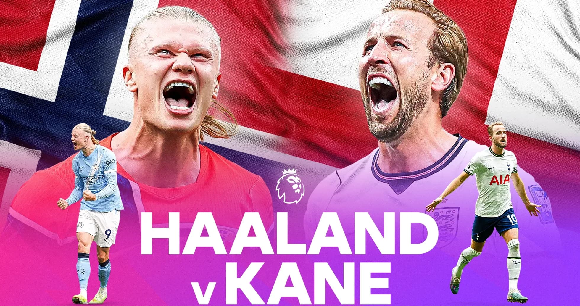 Haaland y Kane enfrentándose en un diseño gráfico