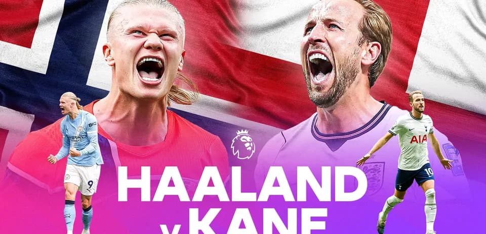 Haaland y Kane enfrentándose en un diseño gráfico