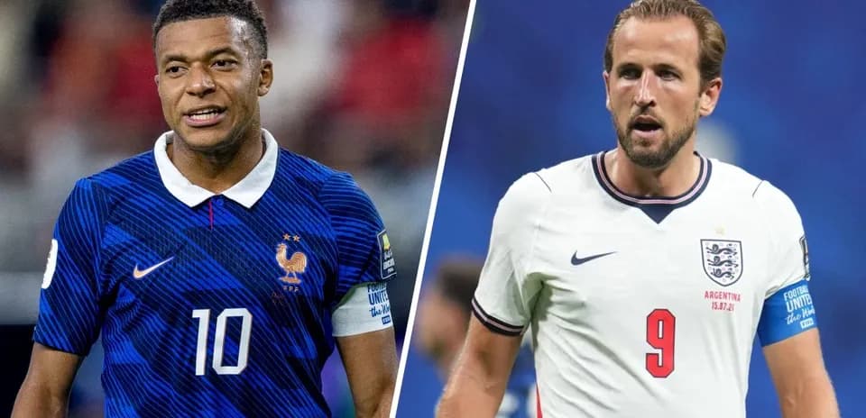 Mbappé y Kane en partido de fútbol