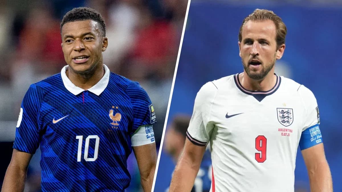 Mbappé y Kane en partido de fútbol