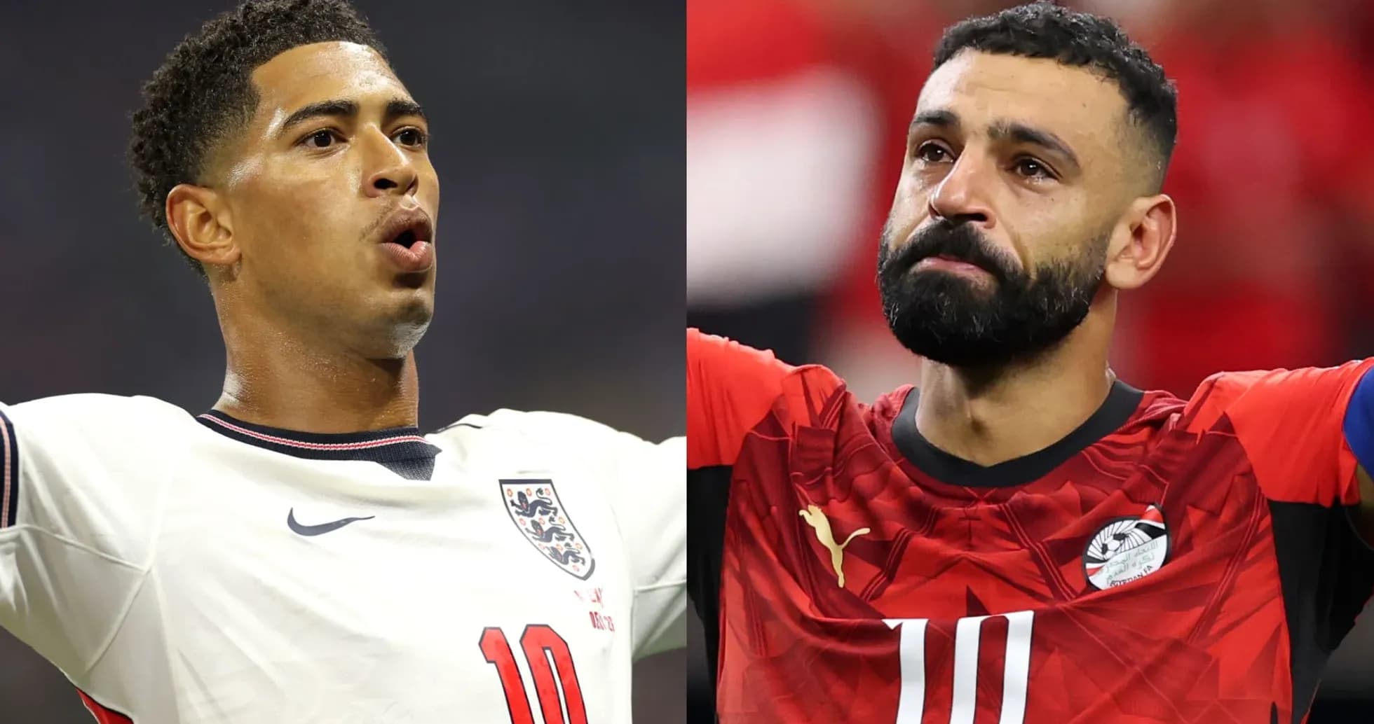 Jugadores de Inglaterra y Egipto en el campo
