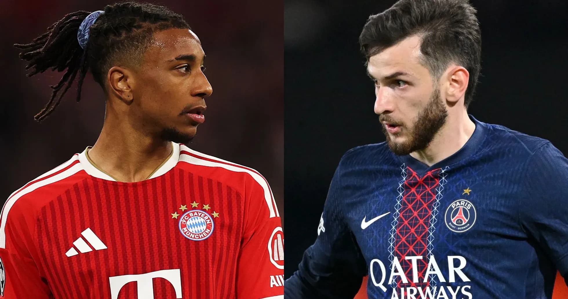 Jugadores de Bayern y PSG en partido de fútbol