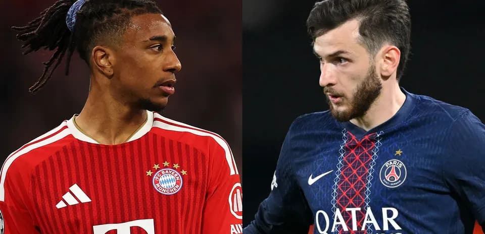 Jugadores de Bayern y PSG en partido de fútbol