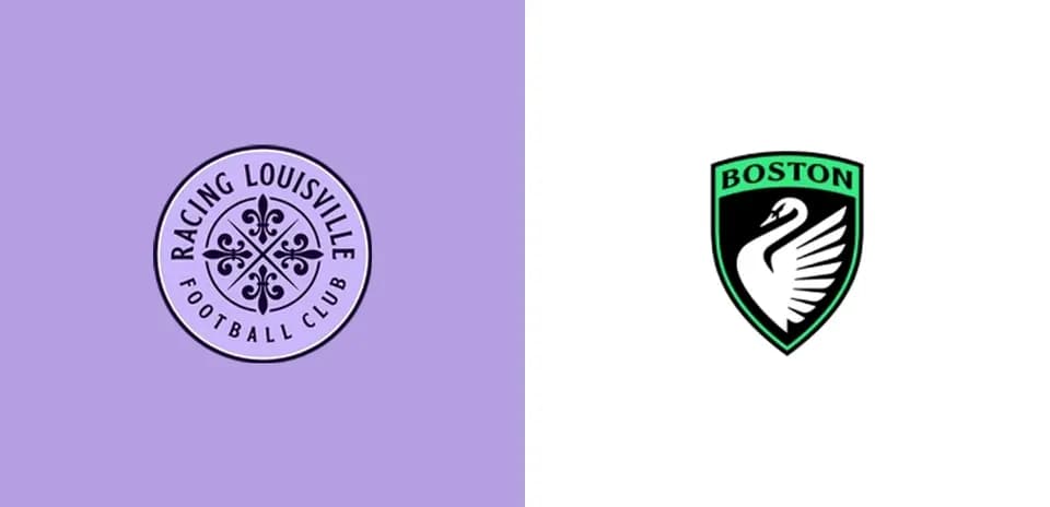 Logos de Racing Louisville y Boston Football Club