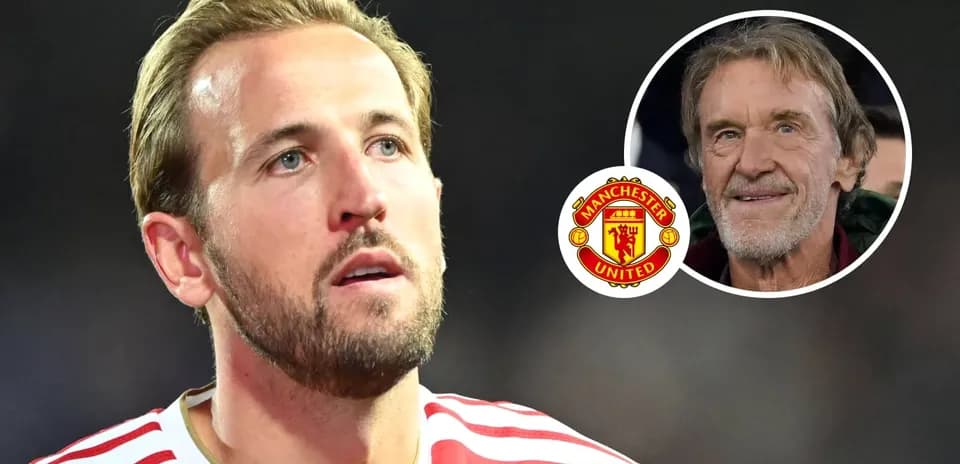 Harry Kane con logo de Manchester United y retrato