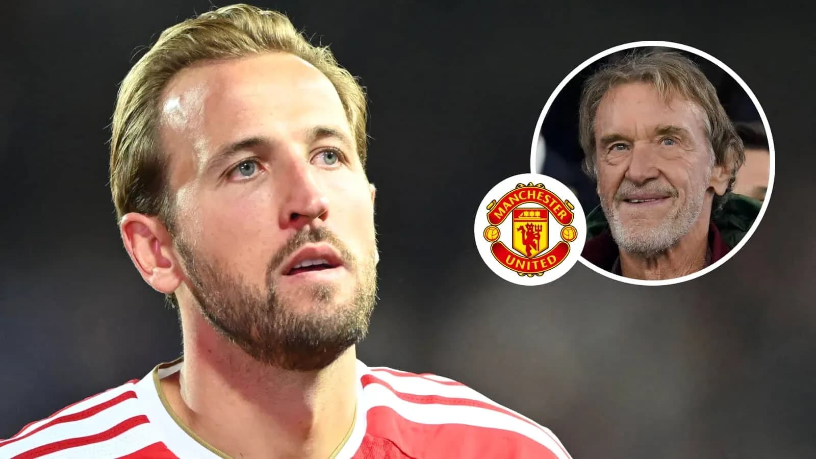 Harry Kane con logo de Manchester United y retrato