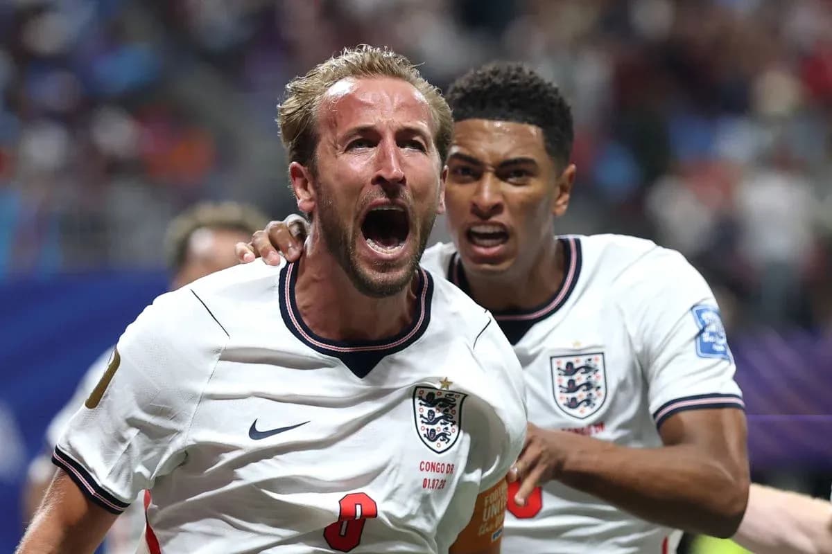 Harry Kane celebra un gol contra Congo DR