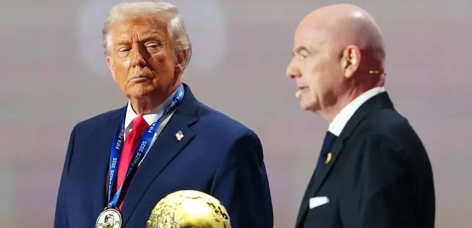 Donald Trump holding FIFA award during presentation