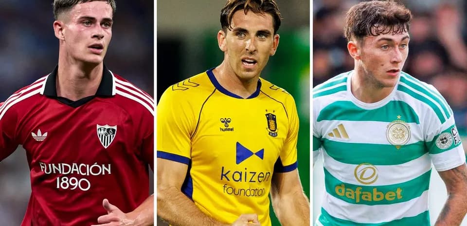 Tres jugadores de fútbol en diferentes camisetas de equipo