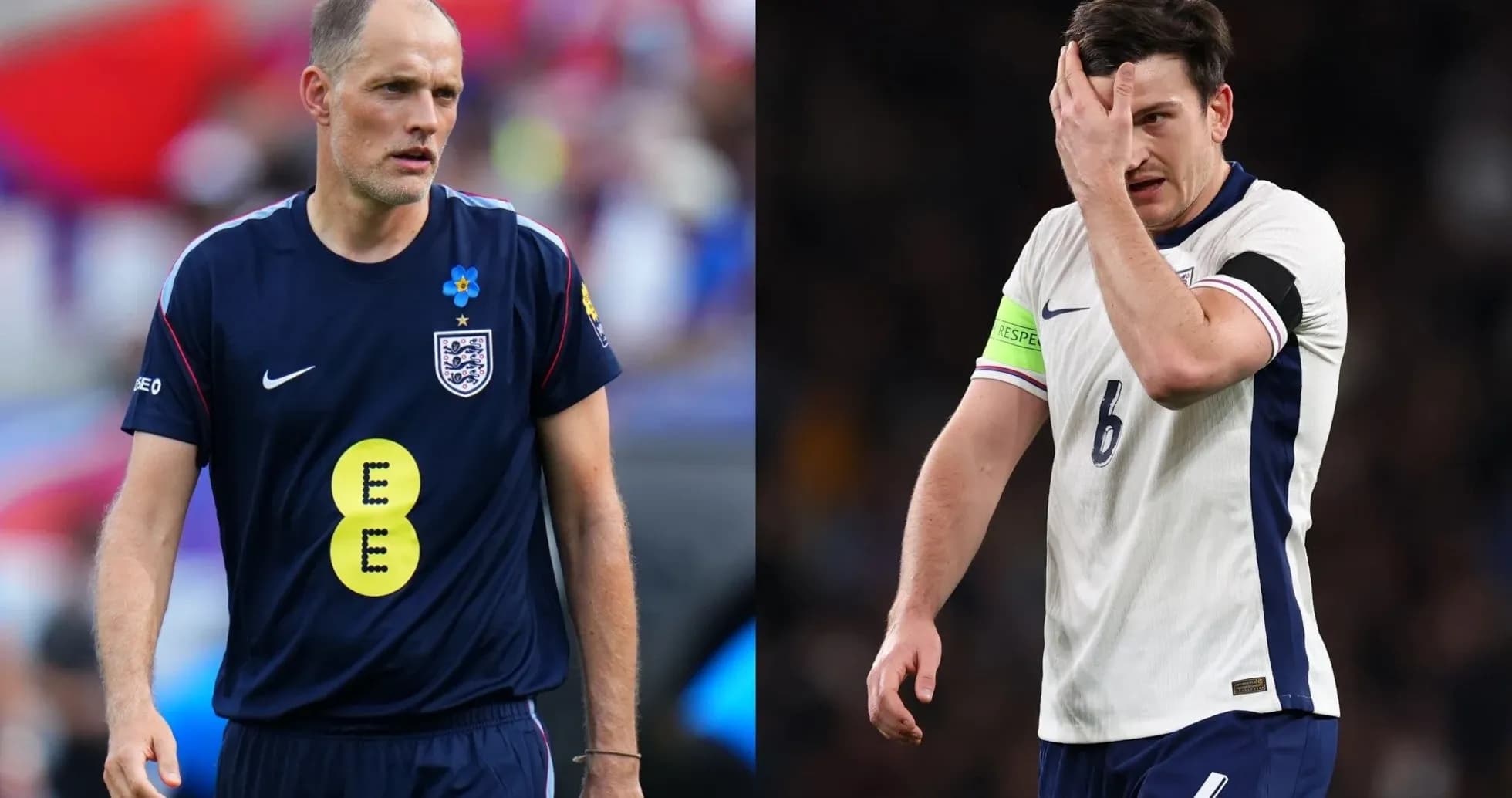 Entrenador y jugador de Inglaterra durante el partido