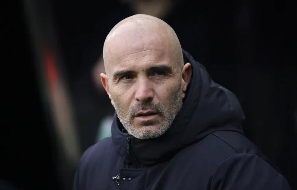 Entrenador observando el partido desde la línea lateral