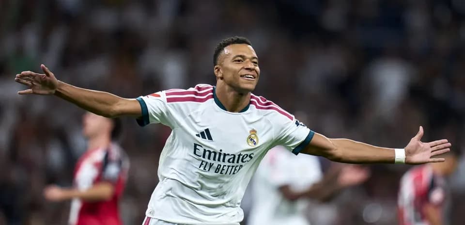Mbappé celebrando un gol con Real Madrid