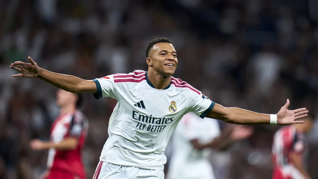 Mbappé celebrando un gol con Real Madrid