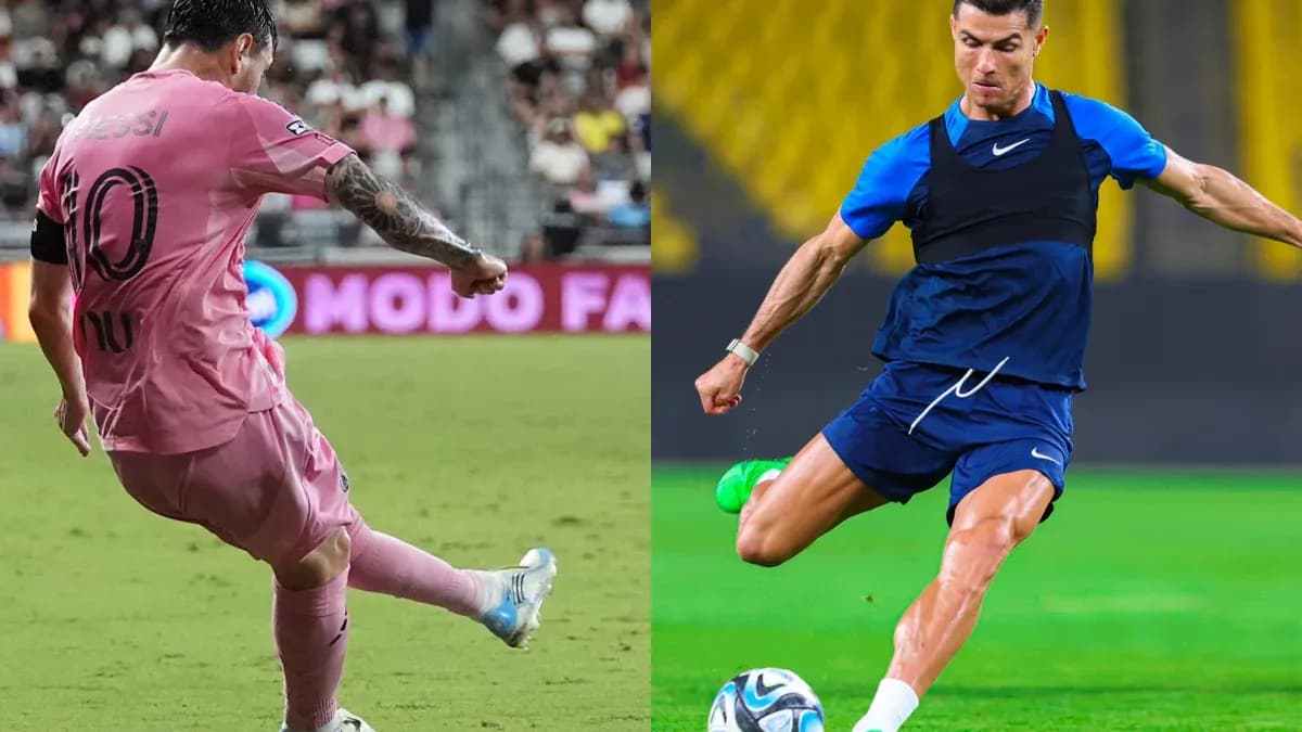 Messi y Ronaldo en acción durante un partido