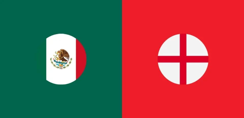 Banderas de México e Inglaterra lado a lado