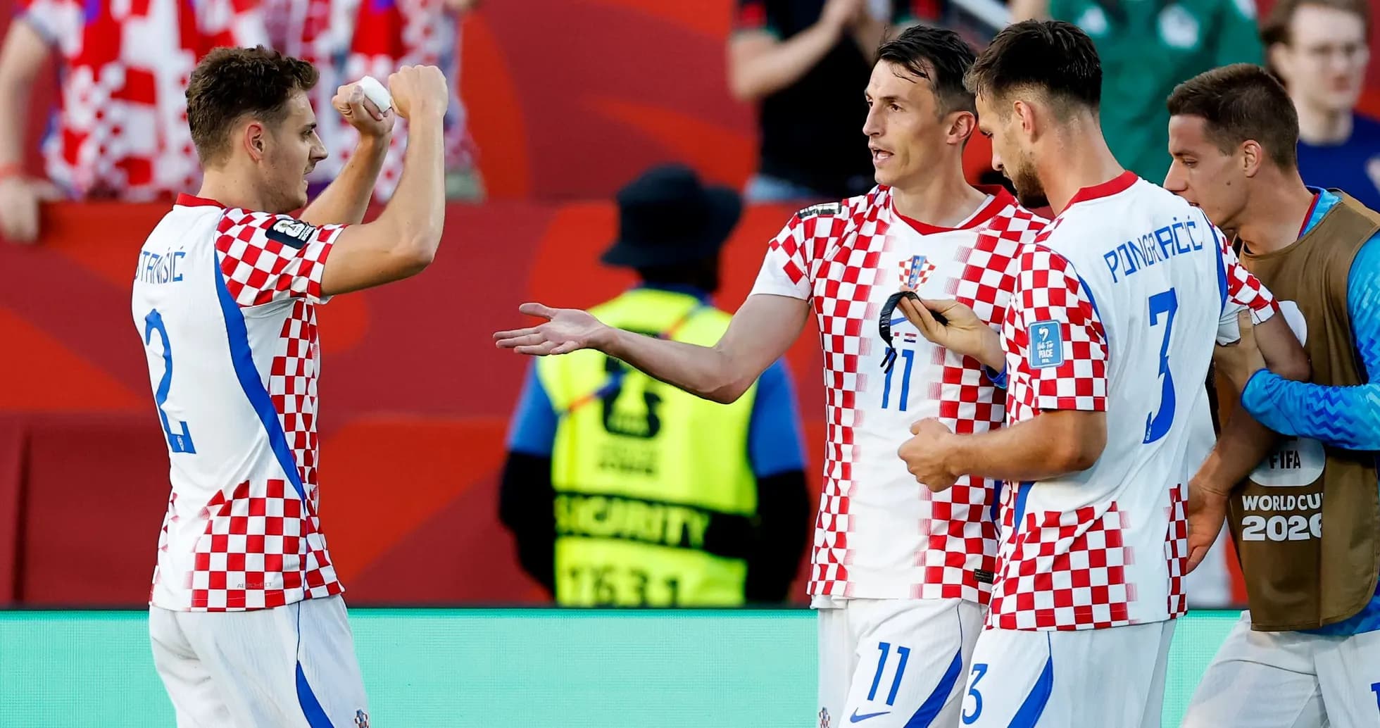 Jugadores de Croacia celebrando un gol en partido