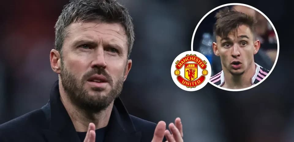 Michael Carrick applauding with player images and logo