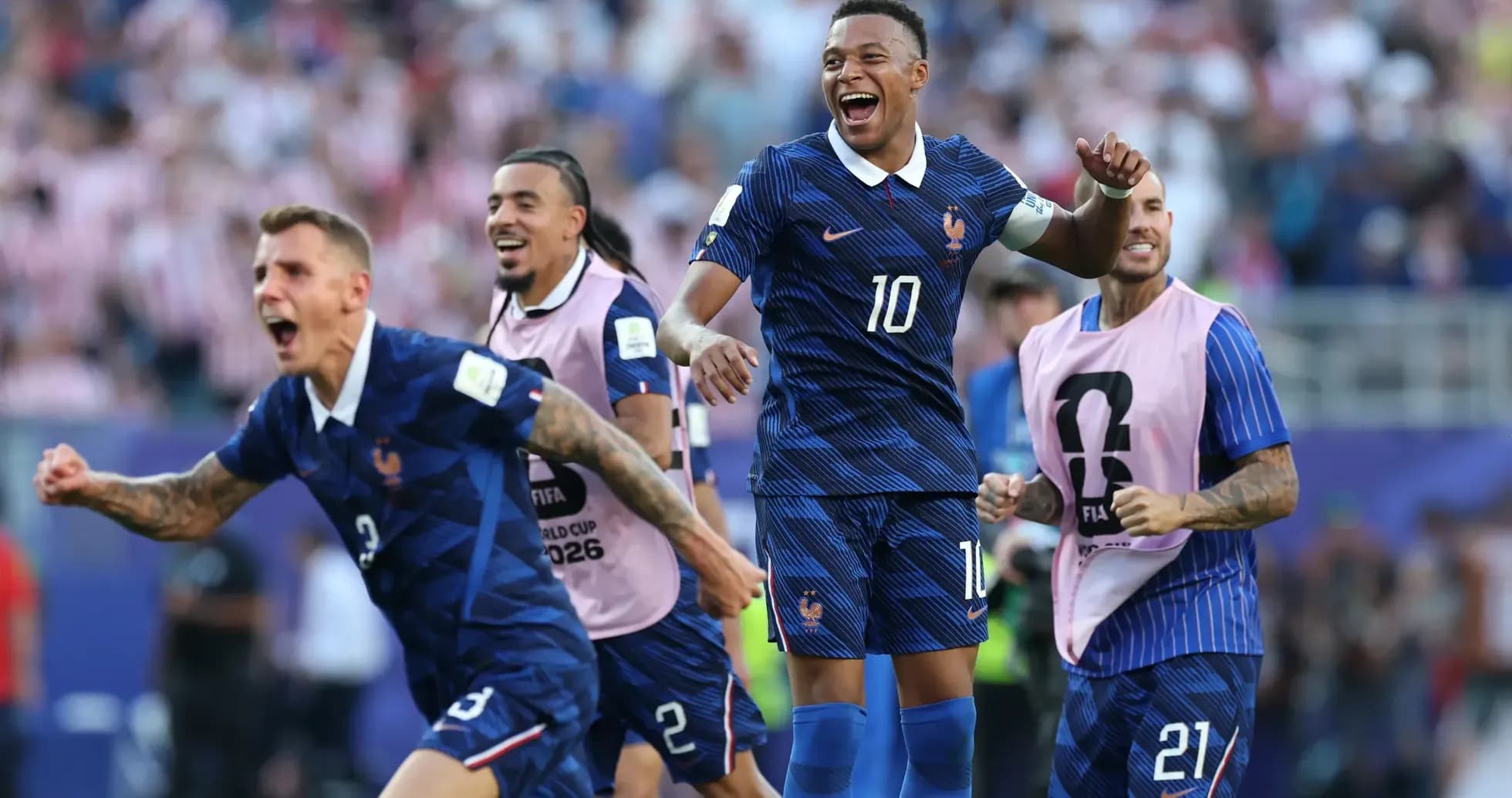 Jugadores de Francia celebrando un gol