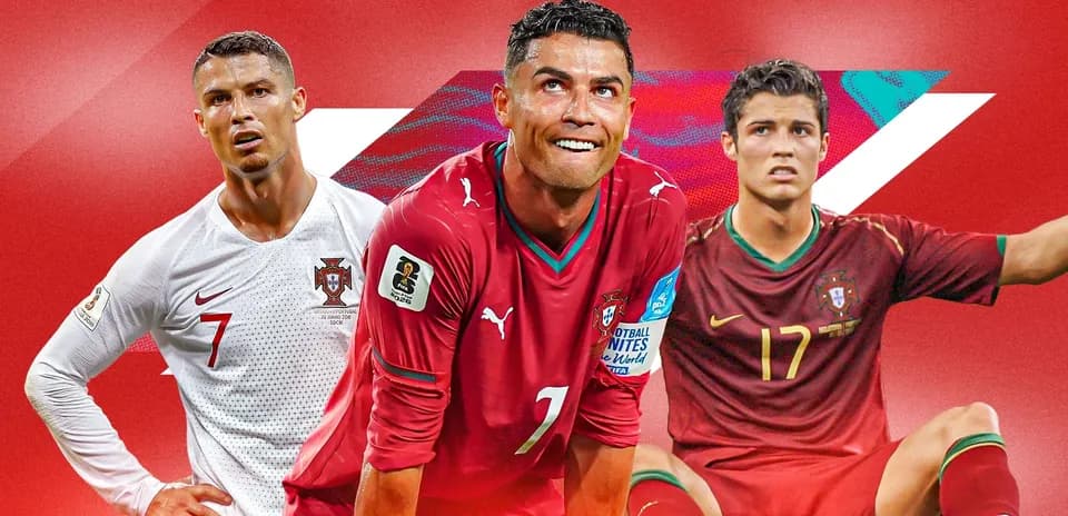 Cristiano Ronaldo en diferentes camisetas de Portugal