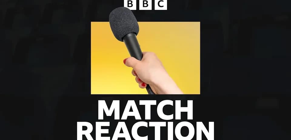 Mic in hand with text 'MATCH REACTION'